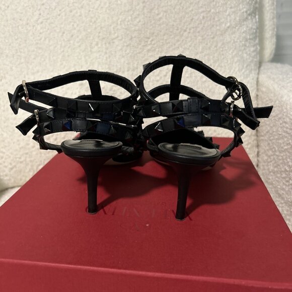 Valentino Garavani Women's Black Rockstud Cage Pointed Toe Pumps - Picture 6 of 13